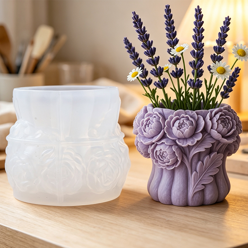 3D Printing Pot - 3D Rose Flower Vase Silicone Mold