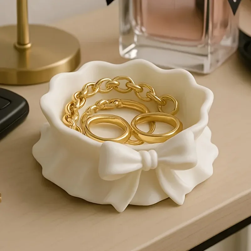 3D Printing Jewelry - White Bow-Shaped Storage Tray, 3D Printed