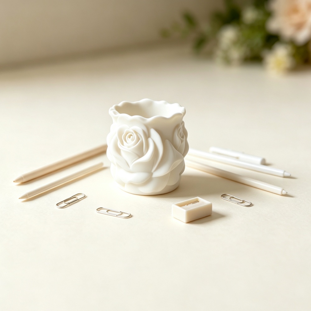 3D Printed White Rose Planter  - 3D Printing Pot ulasan dan harga