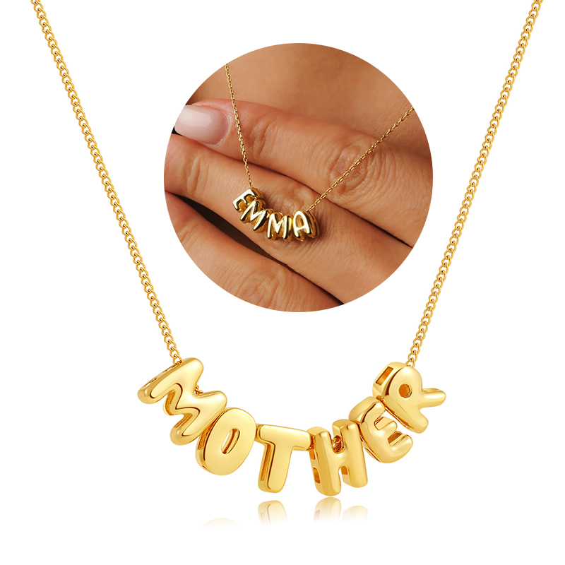 Bubble Letter Necklaces Custom - 3D Printing Jewelry ulasan dan harga