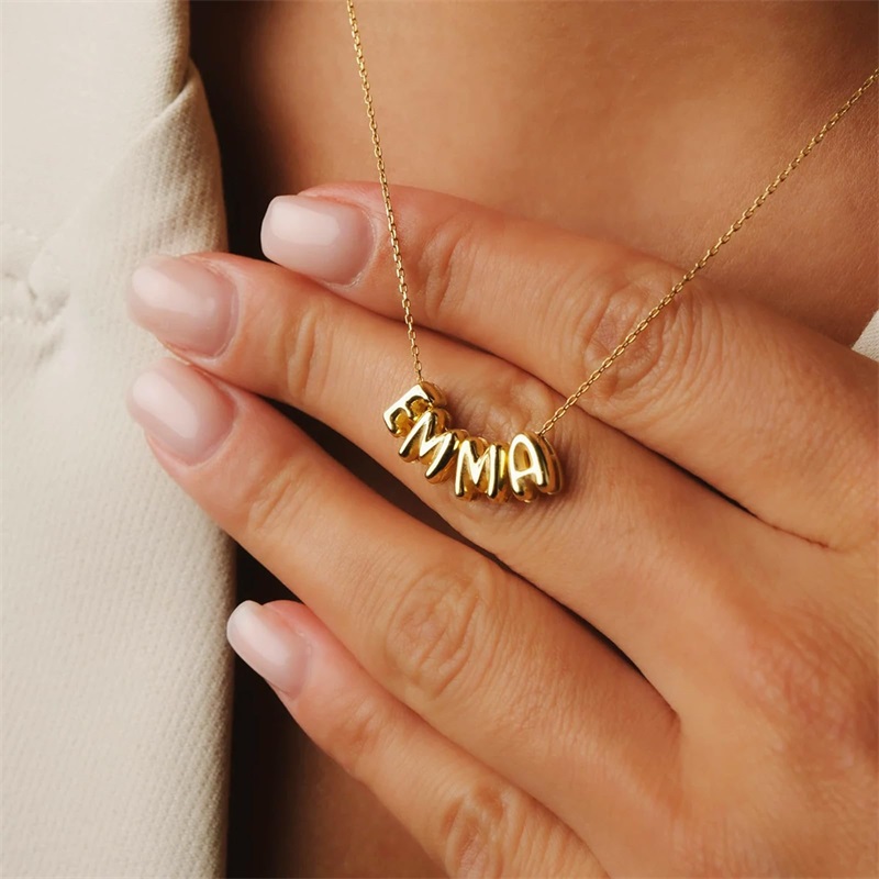 Bubble Letter Necklaces Custom - 3D Printing Jewelry ulasan dan harga