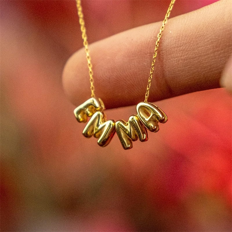 Bubble Letter Necklaces Custom - 3D Printing Jewelry ulasan dan harga