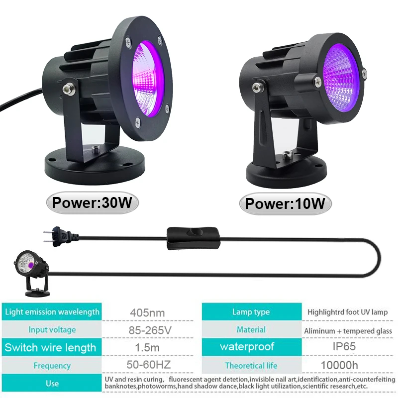 LED Purple Light 10W 30W Black - 3D Printing Uv Sensitive Resin ulasan dan harga